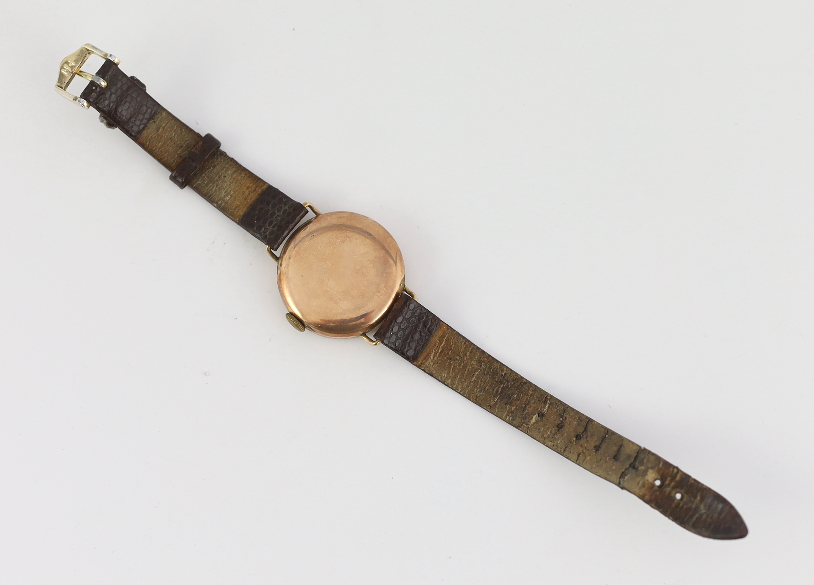 A gentleman's early 1940's Omega 9ct gold manual wind wrist watch